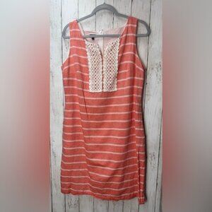 Talbots Coral and White Dress size 14
